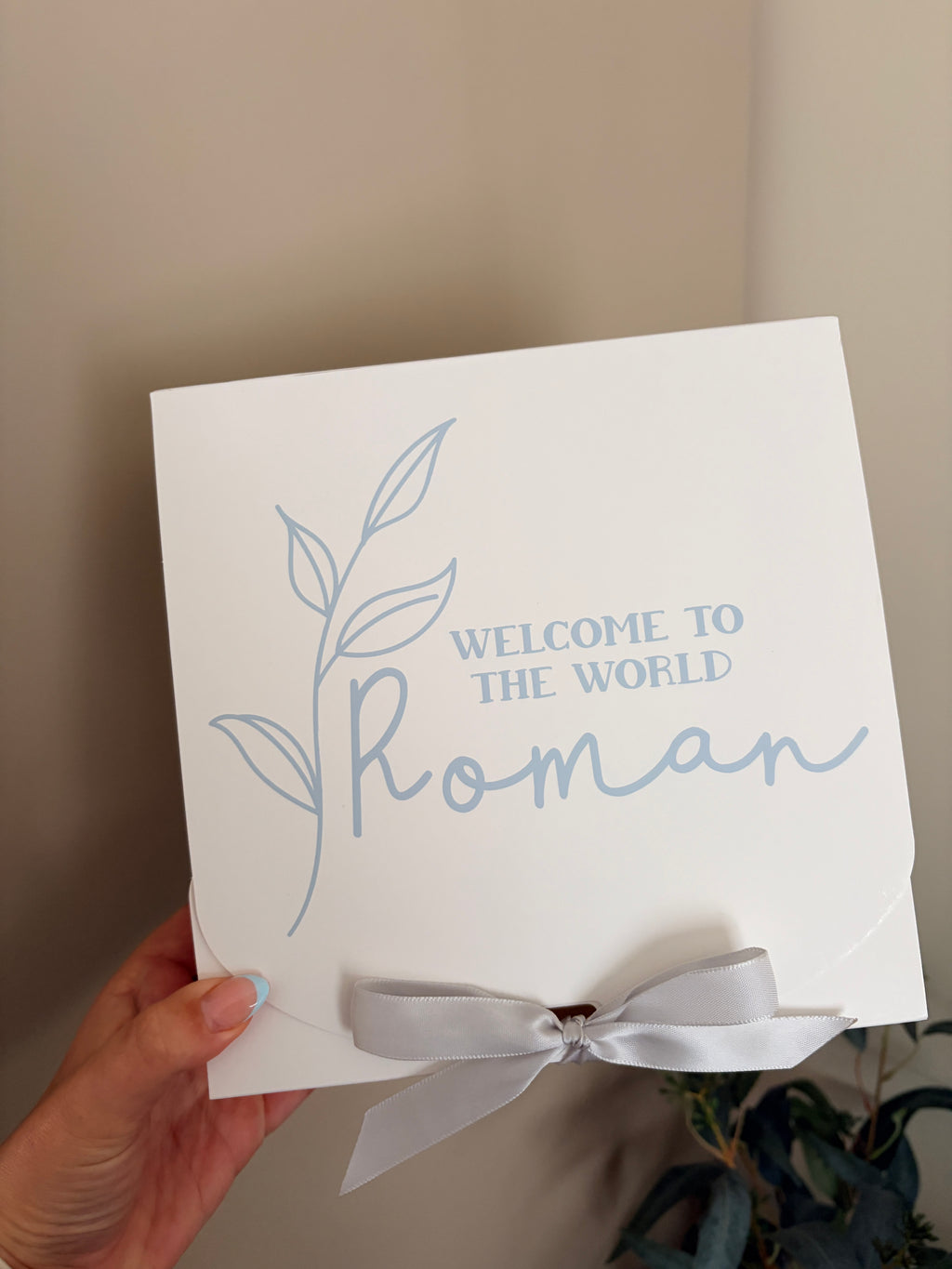 Personalised Gift Box welcome to the world Baby Keepsake box Custom Gift Bag Box with Ribbon Bow with name
