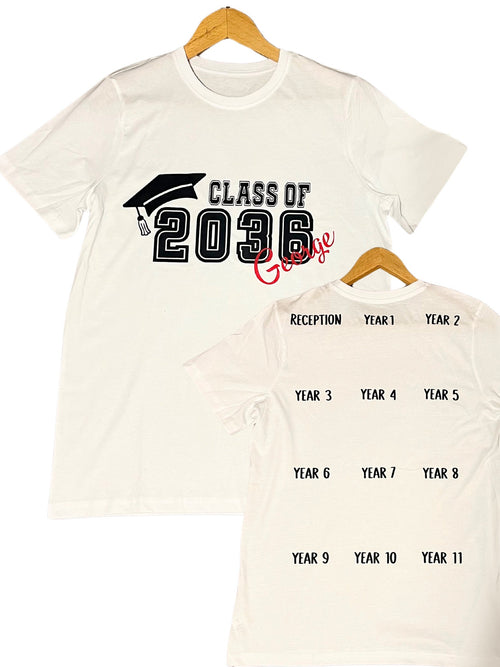 Handprint T-shirt personalised Grow with me keepsake preschool reception starters class of 2036 2037