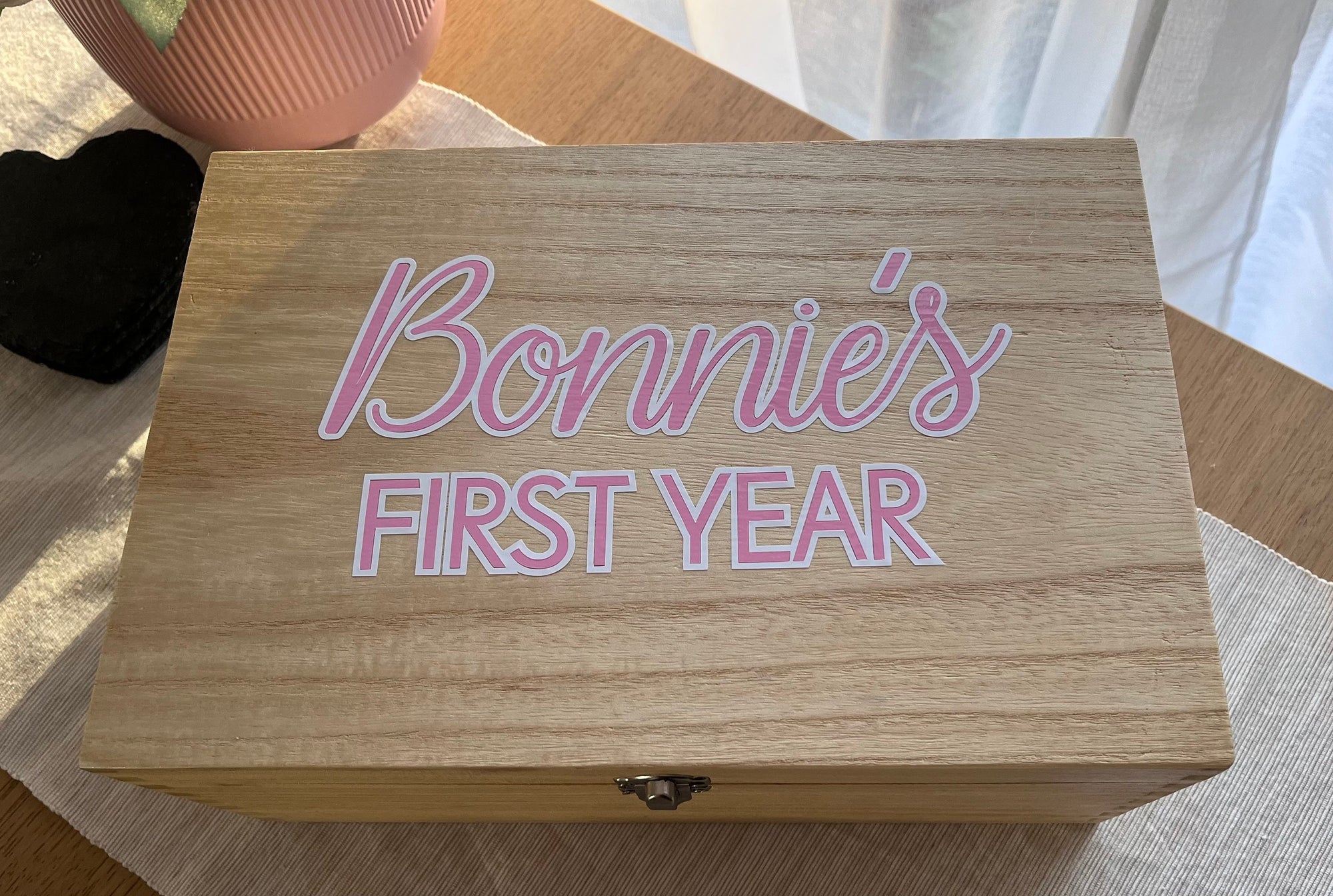 Personlised Baby keepsake box memory storage new born records safe birth first year wooden container minimal nursery decor baby shower gift
