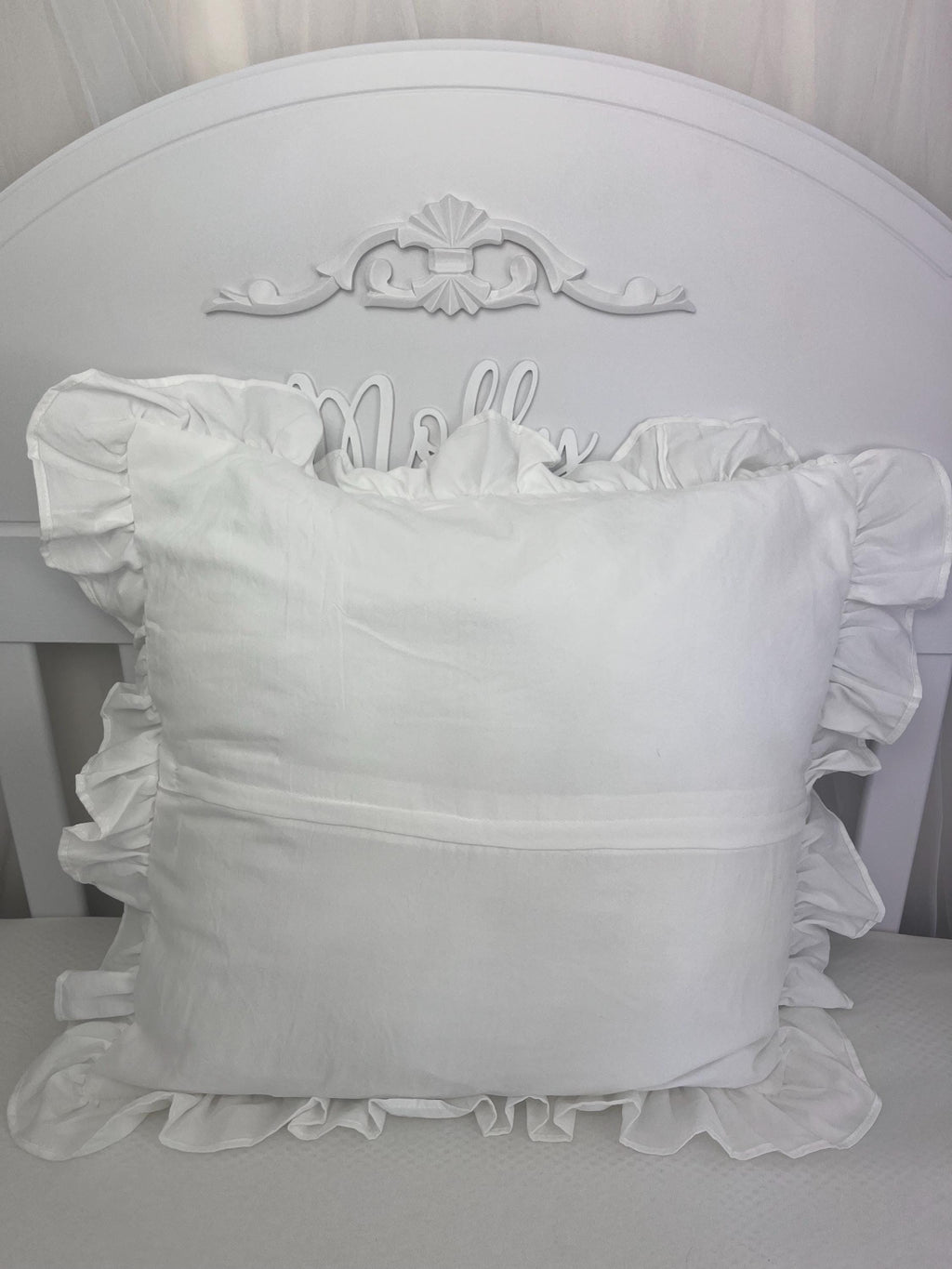Personalised Baby Name Cushion with Frill Edge – Custom Nursery Pillow – Monogram Cushion Cover – Baby Shower Gift personalised cushion cove