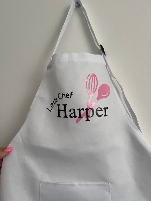 Personalised apron kids apron Little chef apron and chefs hat