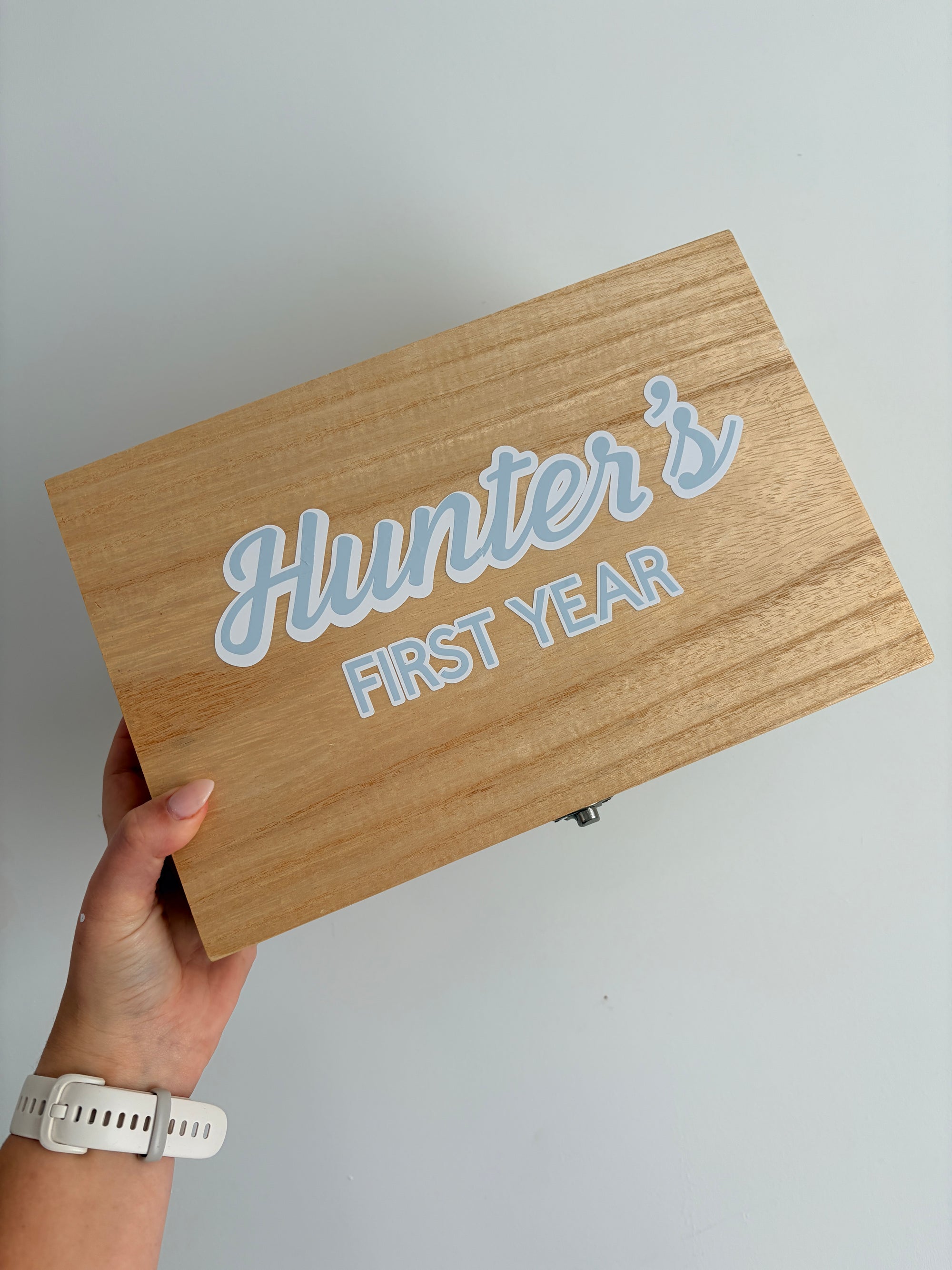 Personlised Baby keepsake box memory storage new born records safe birth first year wooden container minimal nursery decor baby shower gift