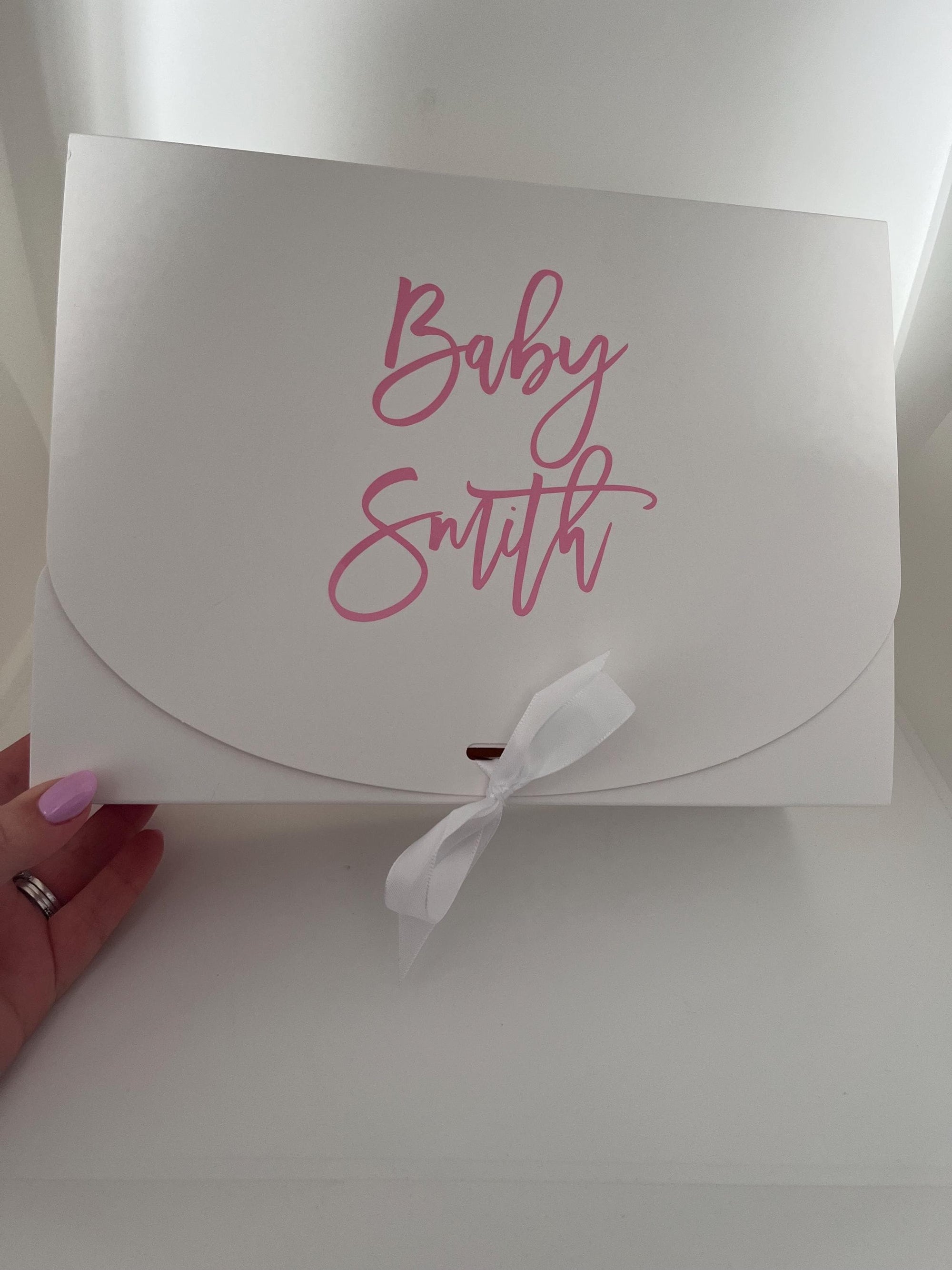 Personalised Gift Box Baby Keepsake box Custom Gift Bag Box with Ribbon Bow with name