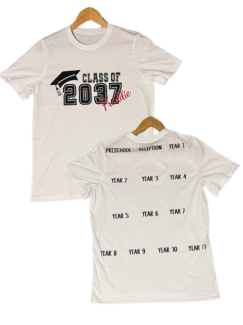 Handprint T-shirt personalised Grow with me keepsake preschool reception starters class of 2036 2037