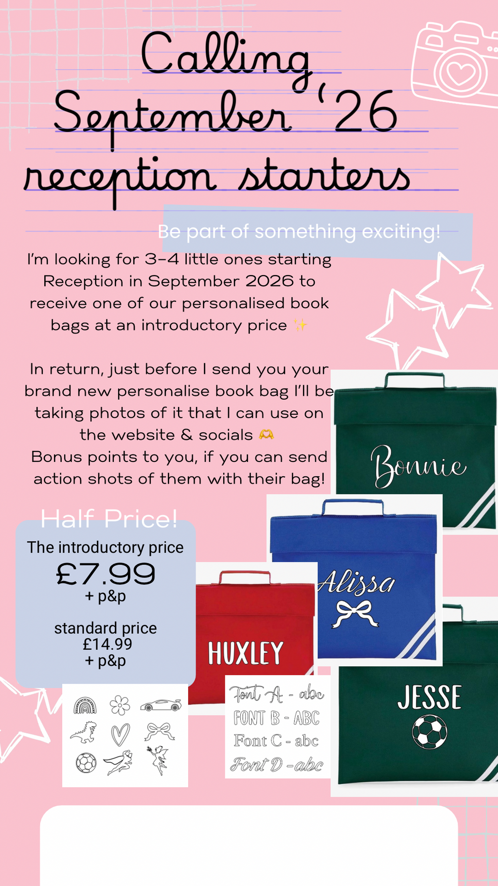 ***INTRO OFFER*** personalised school book bag