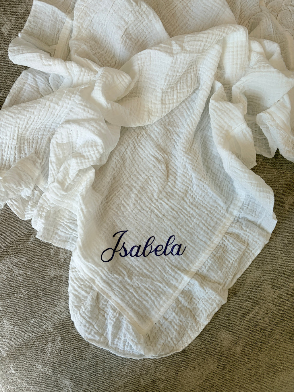 Personalised Muslin Baby Blanket – Custom Name Newborn Gift – Soft Cheesecloth Swaddle – Baby Shower Present – Keepsake Blanket