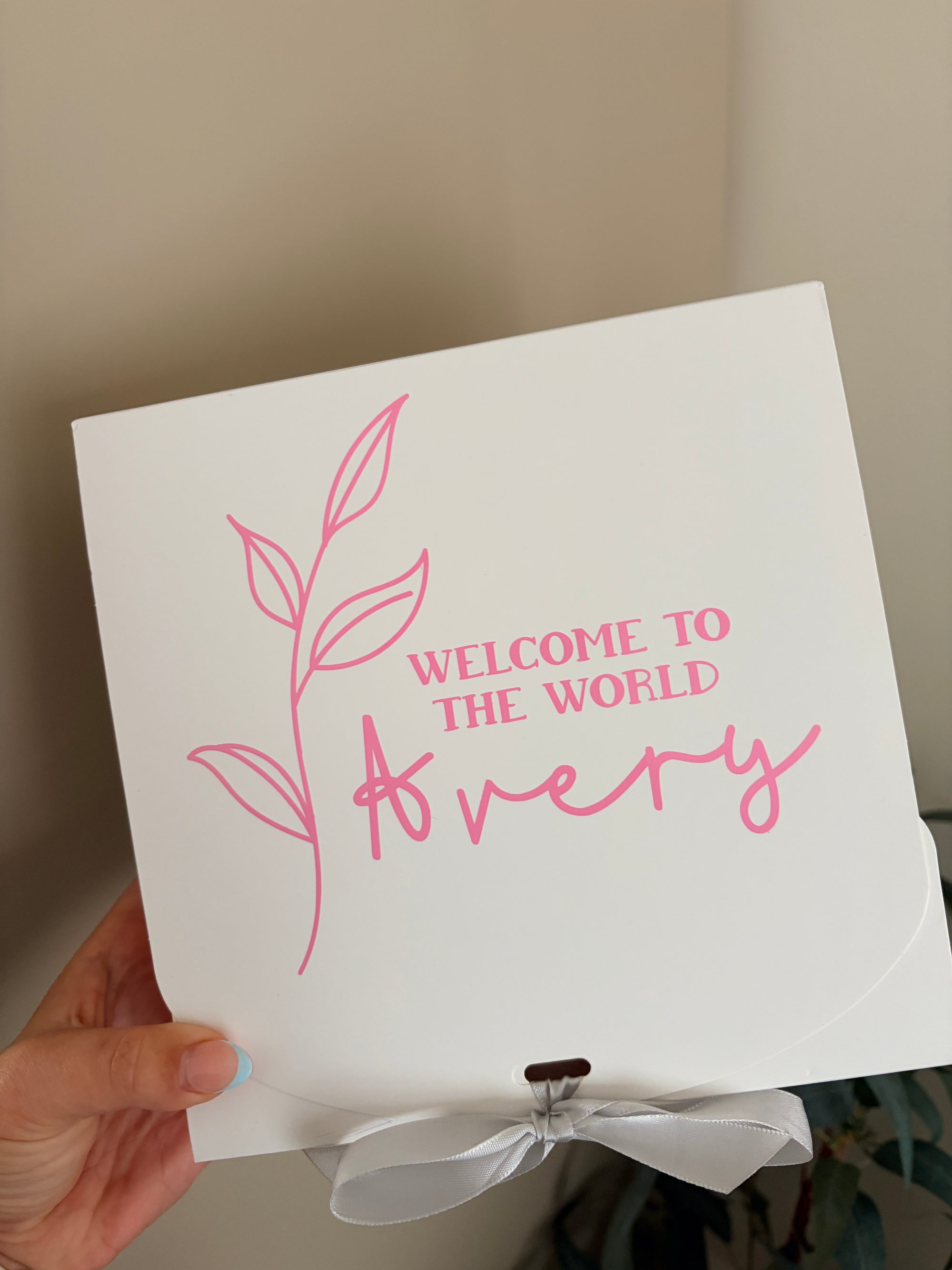 Personalised Gift Box welcome to the world Baby Keepsake box Custom Gift Bag Box with Ribbon Bow with name