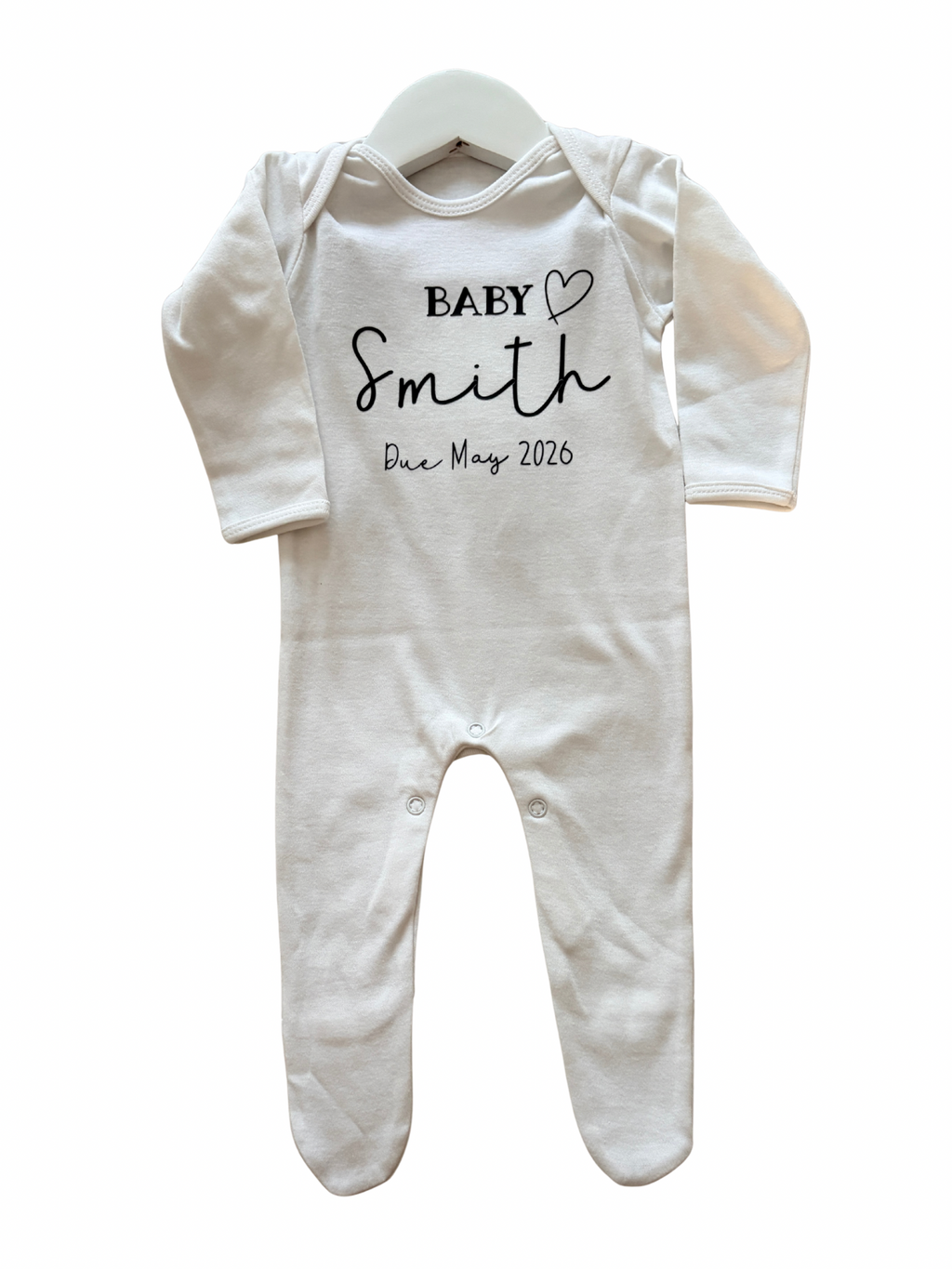 Baby *** due ***   pregnancy reveal sleepsuit