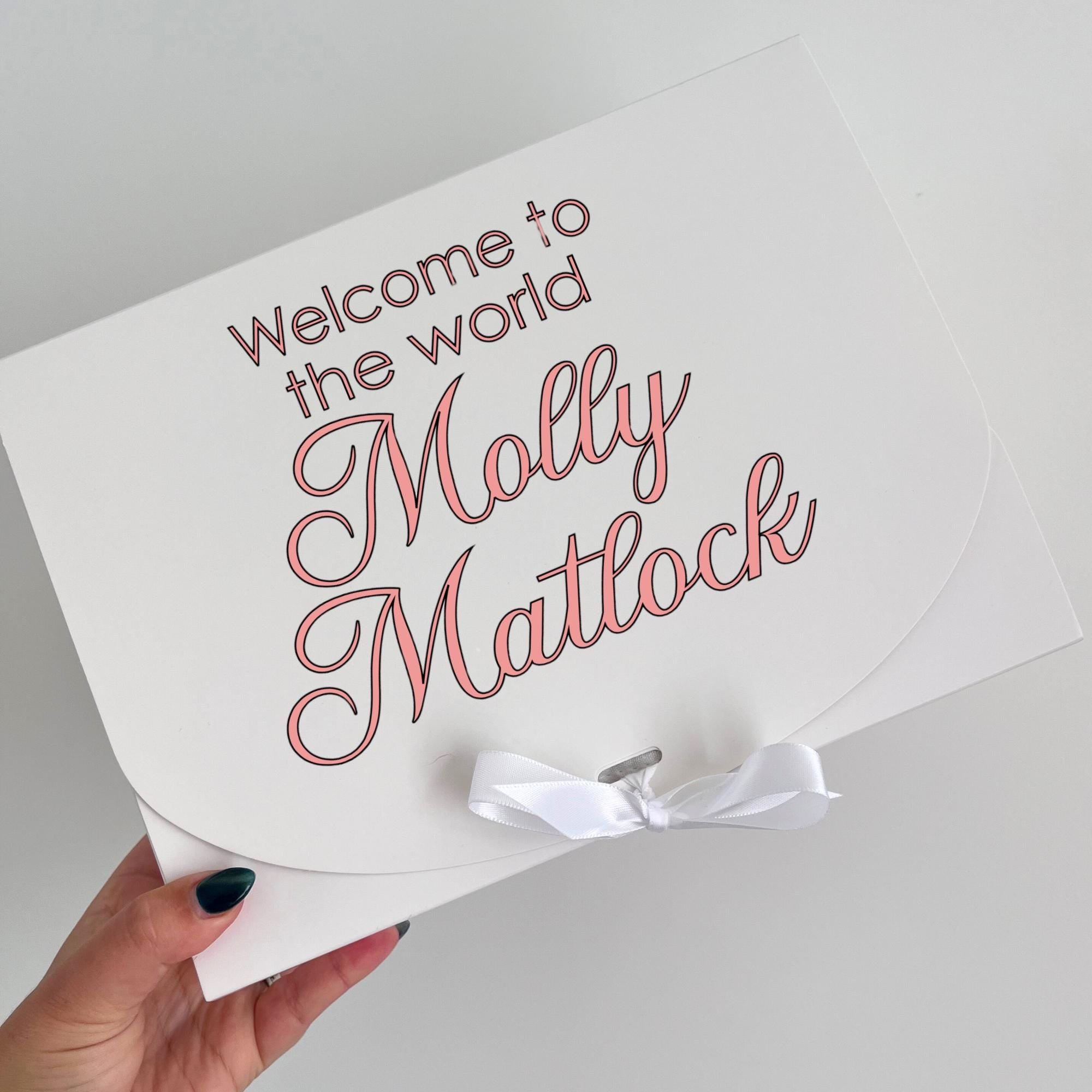 Personalised Gift Box welcome to the world Baby Keepsake box Custom Gift Bag Box with Ribbon Bow with name