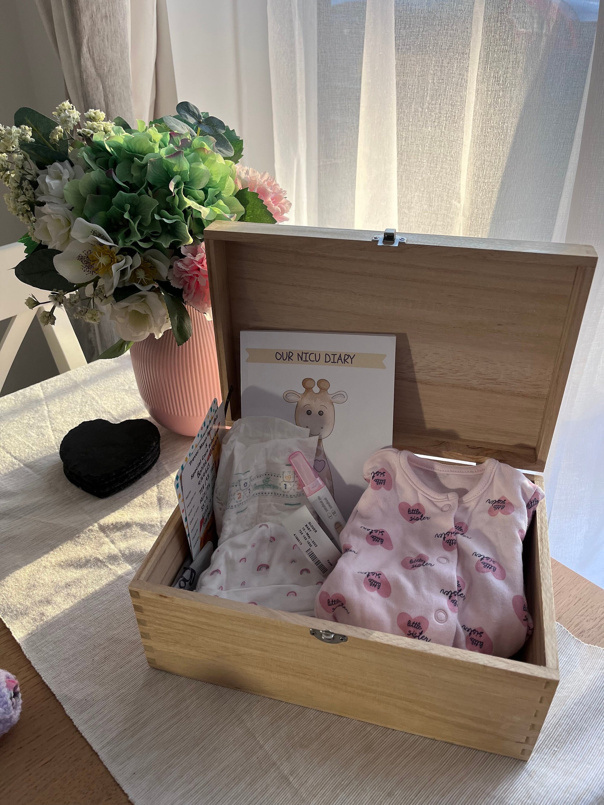 Personlised Baby keepsake box memory storage new born records safe birth first year wooden container minimal nursery decor baby shower gift