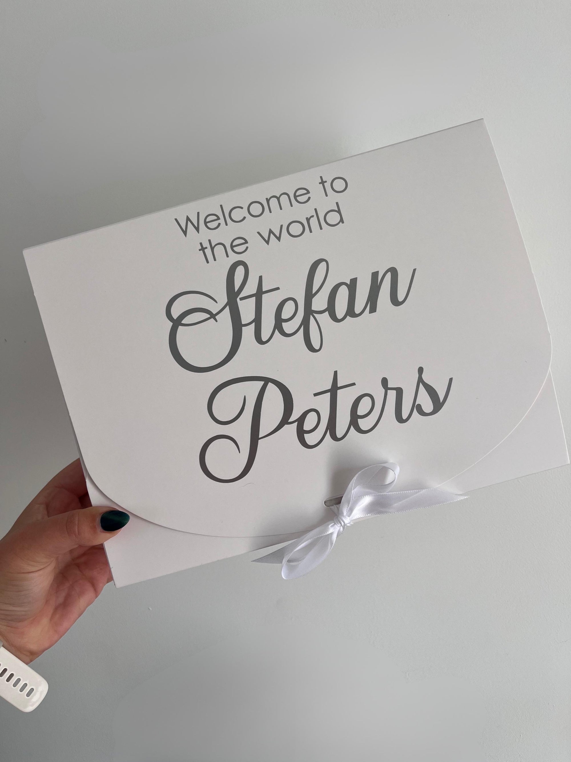 Personalised Gift Box welcome to the world Baby Keepsake box Custom Gift Bag Box with Ribbon Bow with name