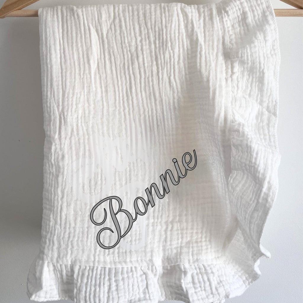 Personalised Muslin Baby Blanket – Custom Name Newborn Gift – Soft Cheesecloth Swaddle – Baby Shower Present – Keepsake Blanket
