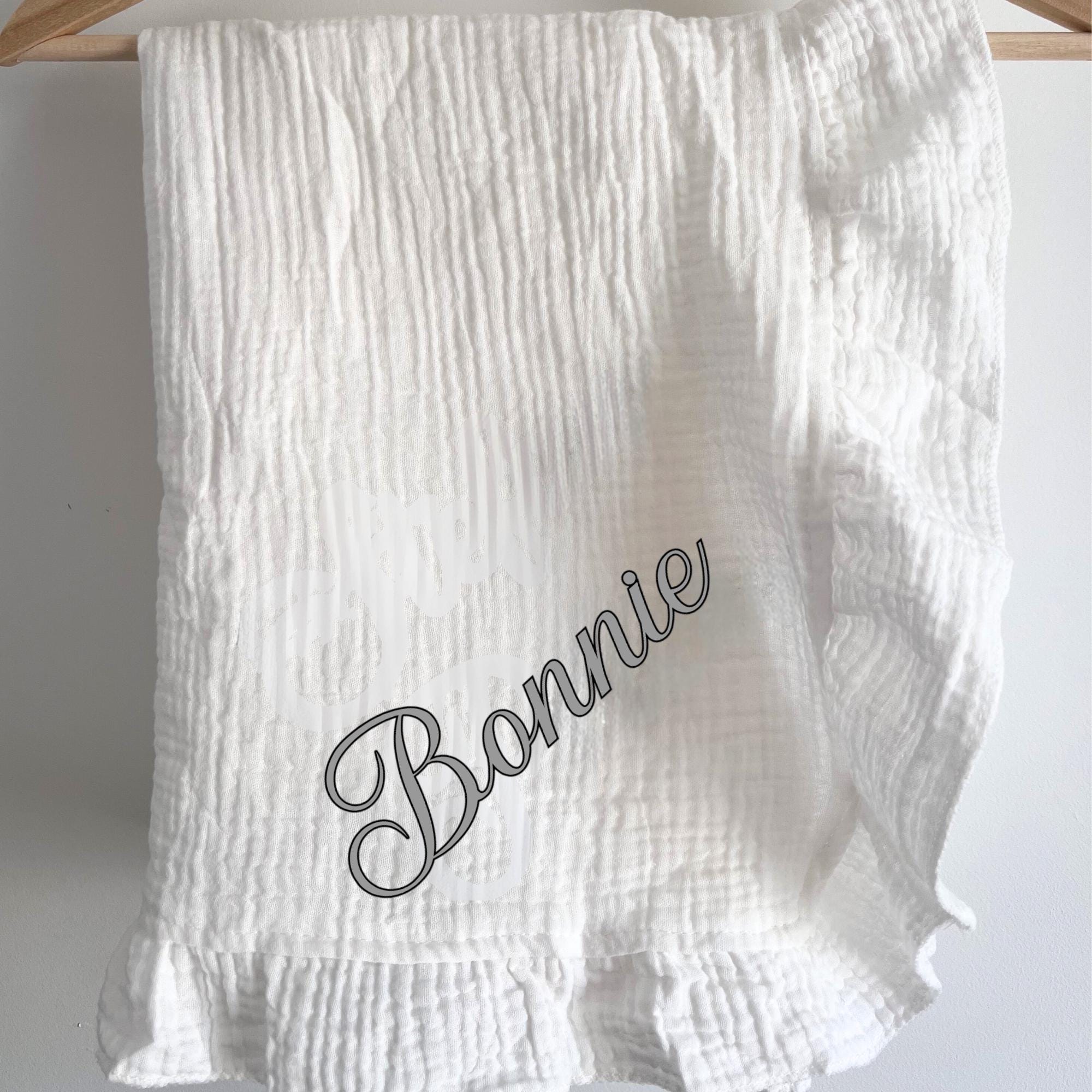 Personalised Muslin Baby Blanket – Custom Name Newborn Gift – Soft Cheesecloth Swaddle – Baby Shower Present – Keepsake Blanket