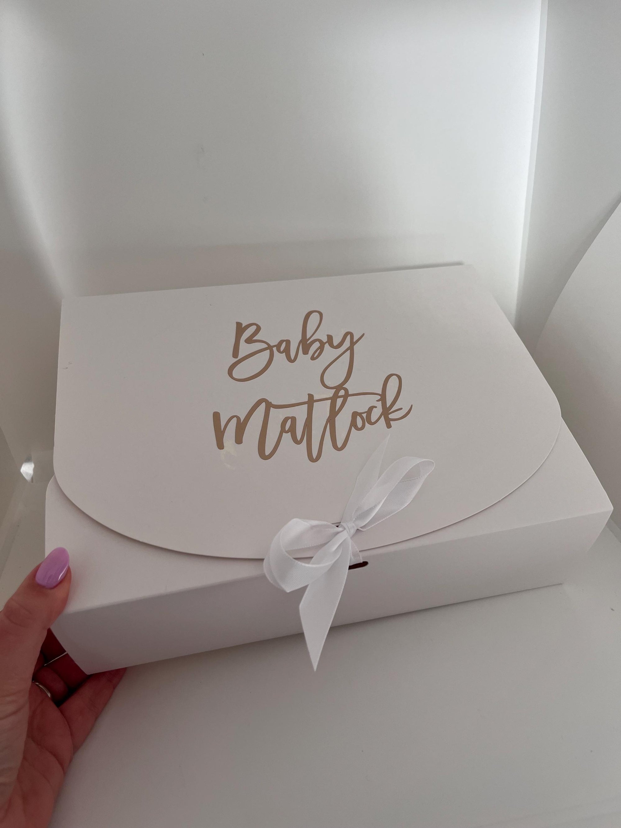 Personalised Gift Box Baby Keepsake box Custom Gift Bag Box with Ribbon Bow with name
