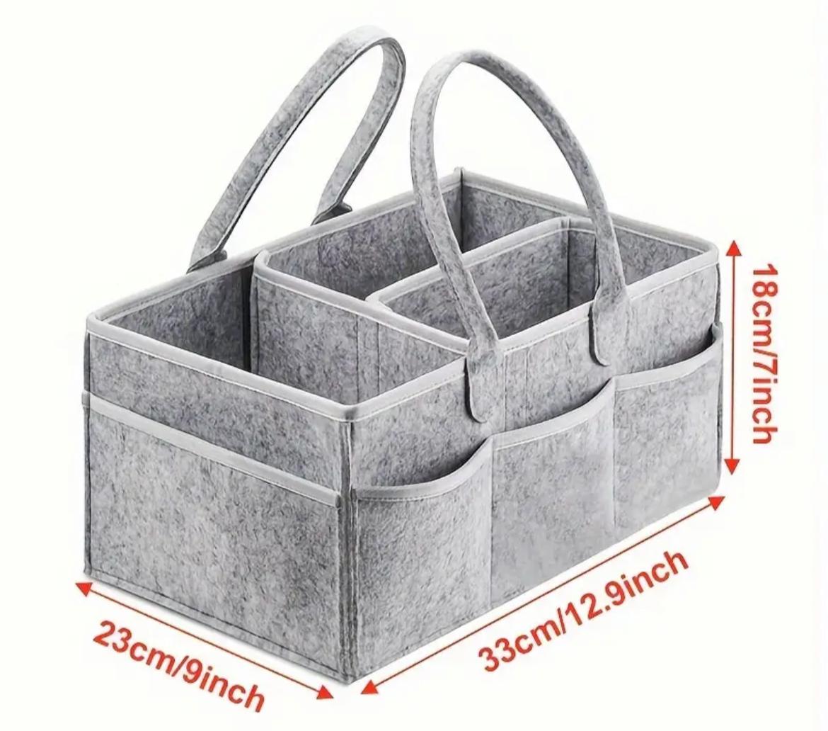 Personalised Nappy Caddy – Custom Baby Name Diaper Caddy – Felt Nursery Organiser in Brown or Grey – New Baby Gift – Baby Shower Gift Basket