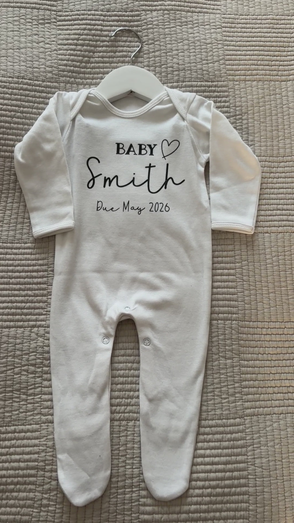 Baby *** due ***   pregnancy reveal sleepsuit