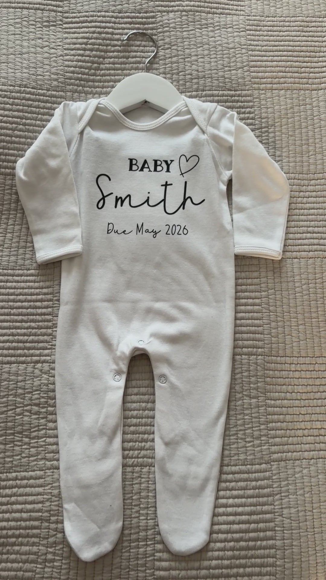 Baby *** due ***   pregnancy reveal sleepsuit